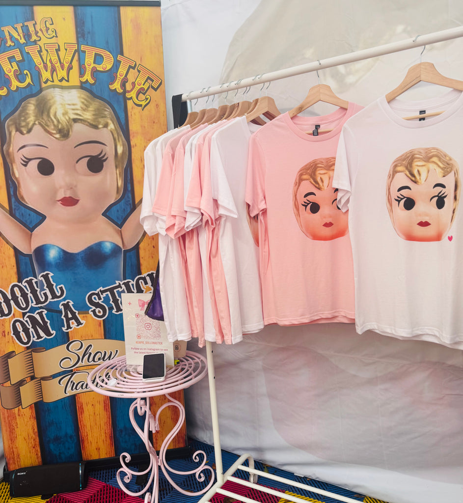 T-Shirt - Gold Kewpie Head design with Pink Heart deco
